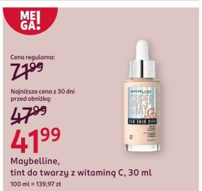 Tint do twarzy z witaminą C Maybelline promocja w Rossmann