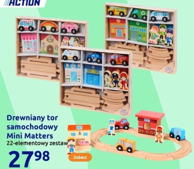 Tor samochodowy Drewniany Mini Matters 22-elementowy zestaw promocja w Action