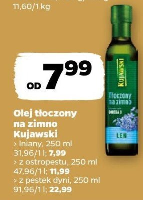 Olej tłoczony na zimno Kujawski Inlany promocja w Netto
