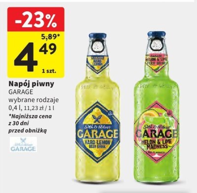 Napój piwny GARAGE wybrane rodzaje 0,4 l Hard Lemon, Melon & Lime Madness promocja w Intermarche
