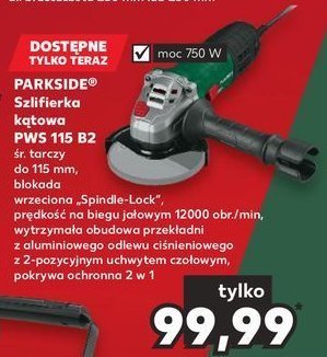 Szlifierka kątowa pws 115 b2 750 w Parkside promocja