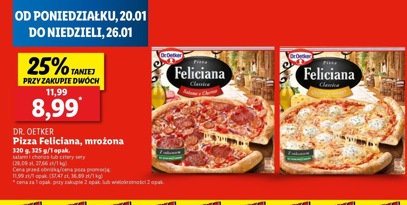 Pizza salame chorizo Dr. oetker feliciana promocja w Lidl