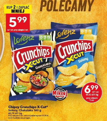 Chipsy Crunchips X-Cut Solony 140g promocja w LEWIATAN