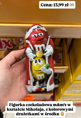 Figurka czekoladowa w kształcie Mikołaja z kolorowymi drażetkami promocja w Biedronka