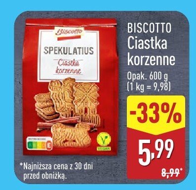 Ciastka korzenne Biscotto Spekullatius promocja w Aldi