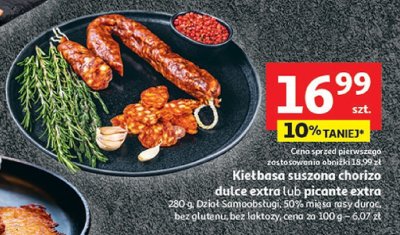 Kiełbasa suszona chorizo dulce extra lub picante extra promocja w Auchan