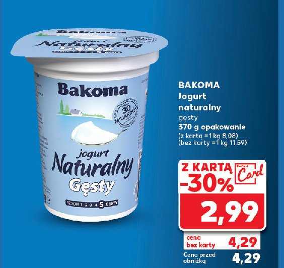 Jogurt naturalny łagodny smak Bakoma naturalny promocja w Kaufland