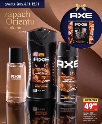 Zestaw AXE Dark Temptation żel pod prysznic 250 ml dezodorant w sprayu 150 ml woda po goleniu 100 ml promocja w Biedronka