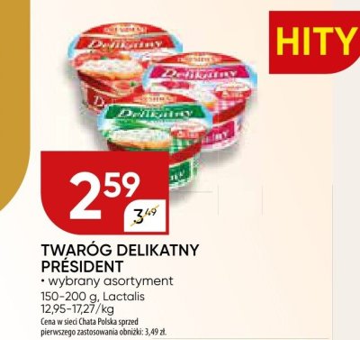 Twaróg delikatny president wybrany asortyment promocja w Chata Polska