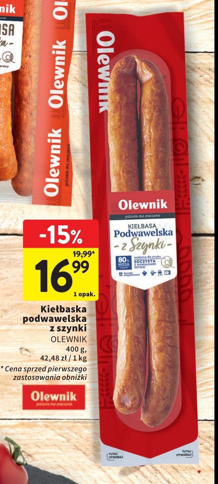 Kiełbasa podwawelska Olewnik promocja w Intermarche