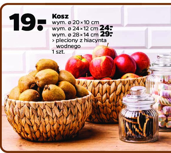 Kosz pleciony z hiacynta wodnego 24 x 12 cm promocja