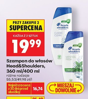 Szampon do włosów Head&Shoulders różne rodzaje promocja w Biedronka
