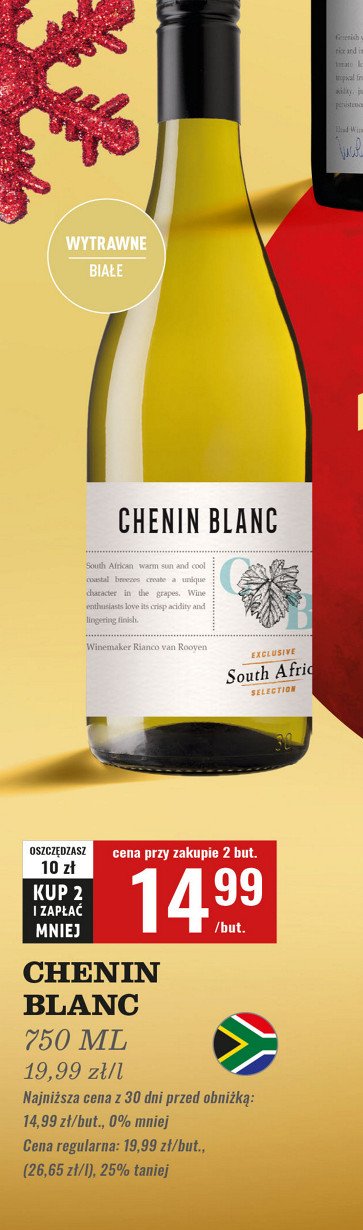 Wino CHENIN BLANC SOUTH AFRICA promocja