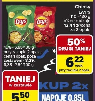 Chipsy LAYS 110 - 130 g różne rodzaje promocja w Carrefour Express