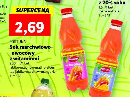 Sok jabłko-marchew-malina-aloes Fortuna karotka+ promocja