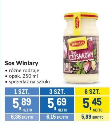 Sos Winiary różne rodzaje promocja w Makro