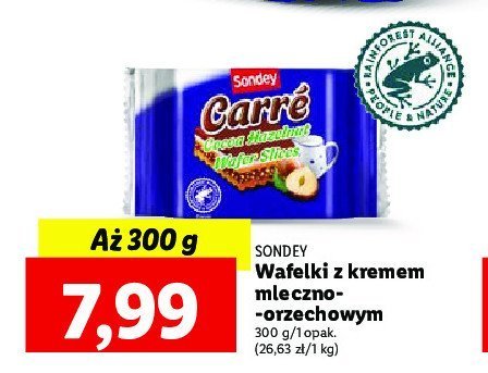 Wafelki z kremem mlecznym i orzechami Sondey promocja