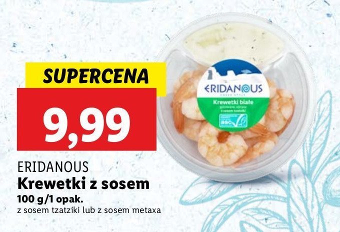 Krewetki białe z sosem metaxa Eridanous promocja