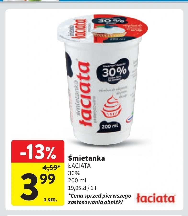 Śmietana 30% Łaciata Łaciate promocja w Intermarche