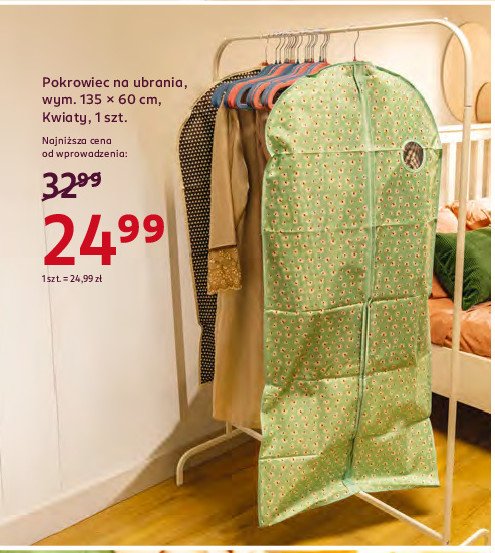 Pokrowiec na ubrania kwiaty 135 x 60 cm promocja w Rossmann