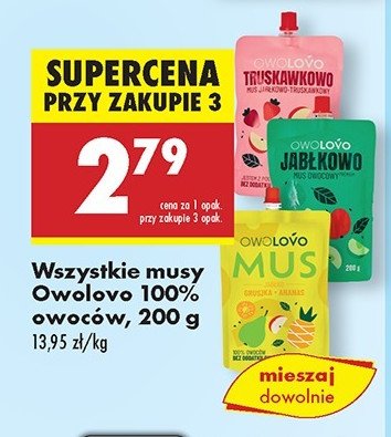 Mus jabłko gruszka ananas Owolovo promocja w Biedronka