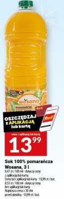 Sok 100% pomarańcza Wysano, 3 l promocja w Twój Market