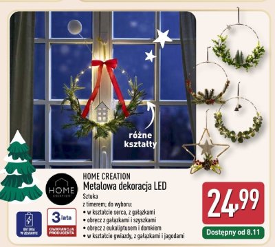 Metalowa dekoracja LED  promocja w Aldi
