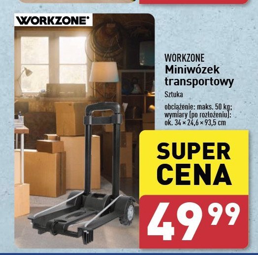 Mini wózek transportowy 50 kg WORKZONE promocja w Aldi