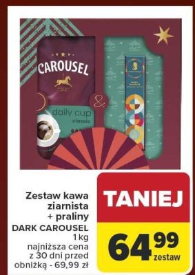 Zestaw kawa ziarnista + praliny DARK CAROUSEL 1 kg promocja w Carrefour