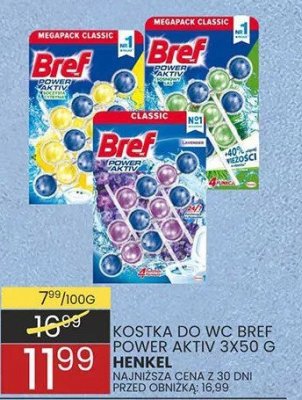 Kostka do wc BREF POWER AKTIV 3X50 G HENKEL promocja w Wafelek