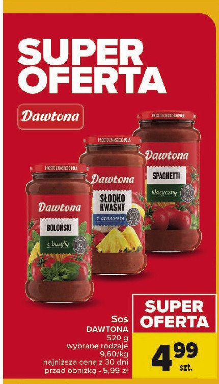 Sos do spaghetti pomidorowo-śmietankowy Dawtona promocja