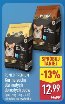 Karma sucha dla małych dorosłych psów z drobiem Romeo Premium promocja w Aldi