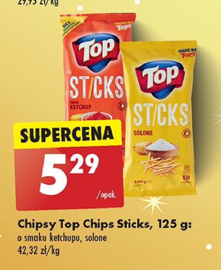 Chipsy o smaku ketchupowym Top chips sticks Top (biedronka) promocja w Biedronka