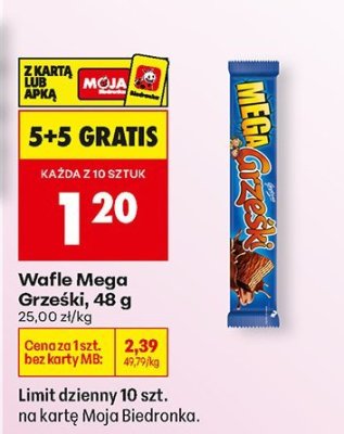 Wafle Mega Grzeski, 48 g promocja w Biedronka