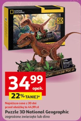 Puzzle 3D National Geographic zagrożone zwierzęta lub dino promocja w Auchan