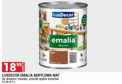 LUXDECOR EMALIA AKRYLOWA MAT do drewna i metalu, szeroki wybór kolorów promocja w Merkury Market