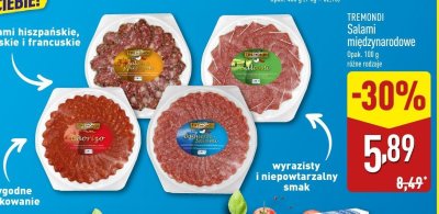 Salami międzynarodowe Tremondi różne rodzaje promocja w Aldi