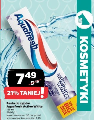 Pasta do zębów Aquafresh Active White promocja w Netto