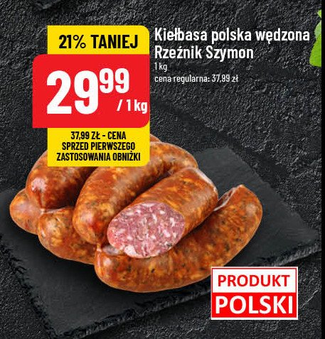 Kiełbasa polska wędzona Rzeźnik szymon poleca promocja w POLOmarket