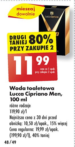 Woda toaletowa LUCCA CIPRIANO AQUA MEN promocja