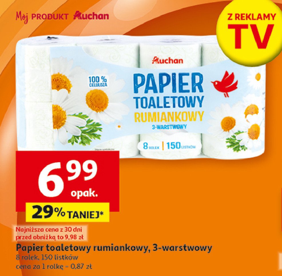 Papier toaletowy rumiankowy Auchan promocja