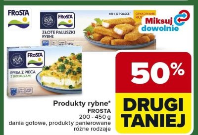 Produkty rybne Frosta 200-450g, dania gotowe, produkty panierowane różne rodzaje promocja w Carrefour