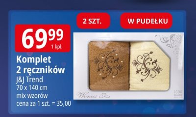 Komplet 2 ręczników J&I Trend promocja w Leclerc