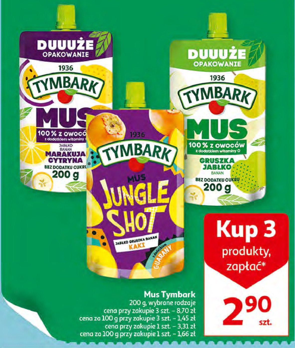 Mus jabłko-banan-marakuja-cytryna Tymbark mus promocja