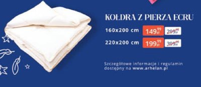 Kołdra z pierza ECRU 160x200 cm promocja w Arhelan
