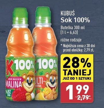 Sok malina-marchew-jabłko Kubuś 100% sok promocja