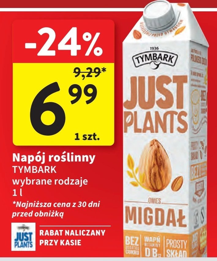 Napój migdałowy TYMBARK JUST PLANTS promocja