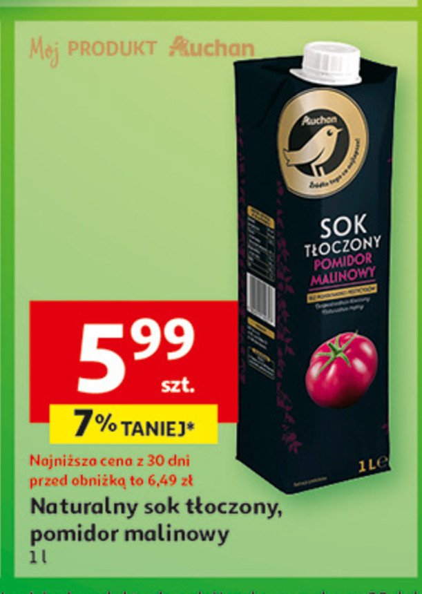 Sok pomidor malinowy Auchan promocja w Auchan