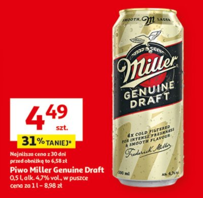 Piwo Miller Genuine Draft promocja w Auchan