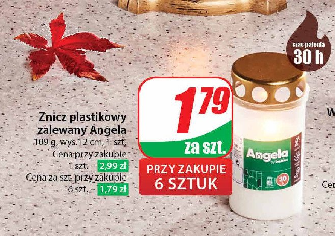 Znicz plastikowy angela 30h Bolsius promocja w Dino